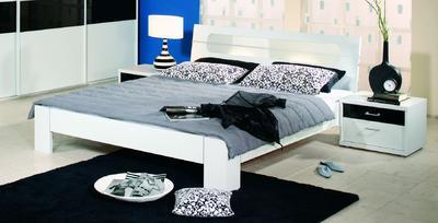 Futonová postel Plus-2 alpin bílá/ čelo postele s mléčným sklem a osvětlením - 1