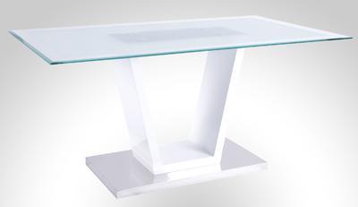 Jídelní stůl Dennis, sklo/ vysoký bílý lesk - 1