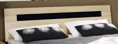 Futonová postel Plus-2 přírodní buk, čelo postele se skleněnou deskou v bazalt šedé barvě - 3